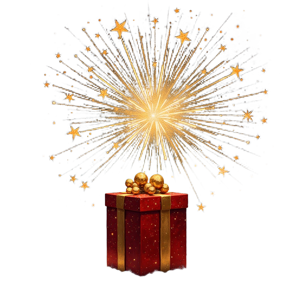 Festive Gift Box with Fireworks